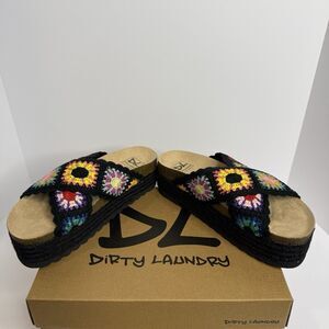 Chinese Laundry X Dirty Laundry Plays Floral Espadrille Platform Black Sz 7